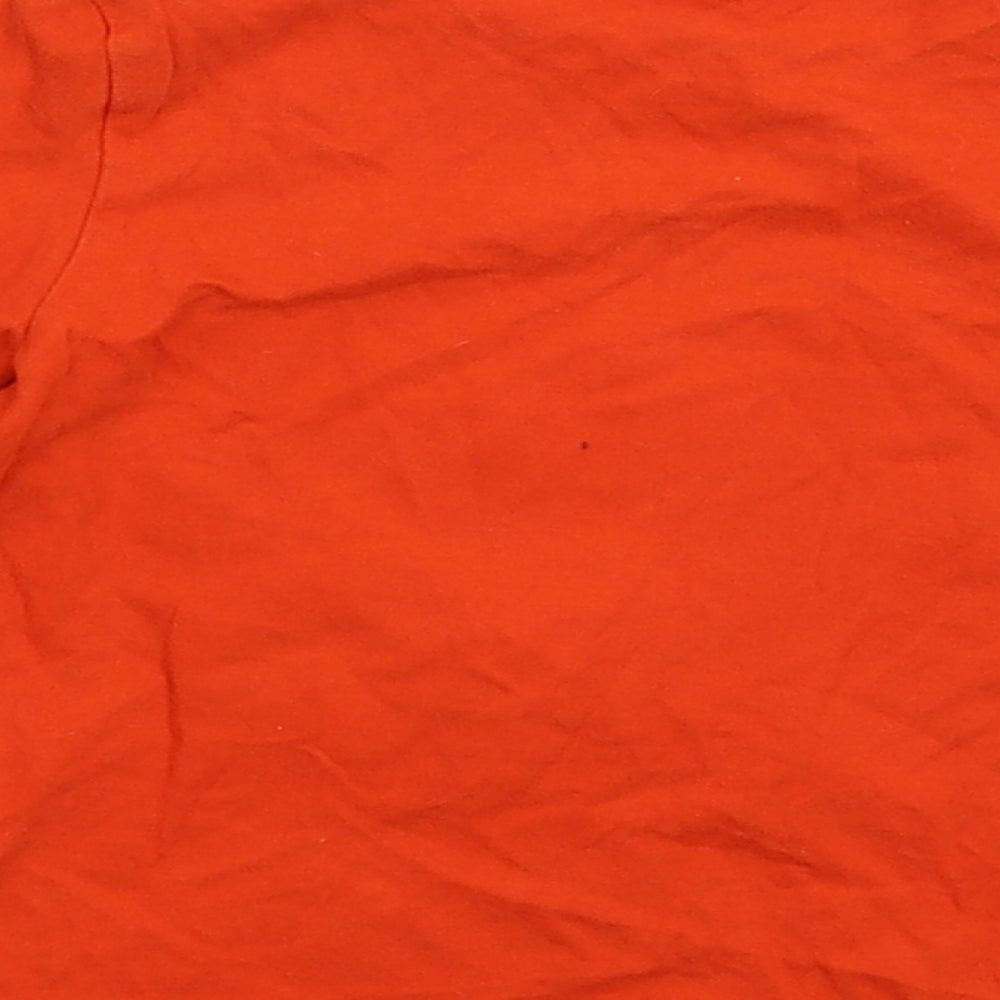 Brand and care label for George boys’ orange basic t-shirt, size 18-24, months