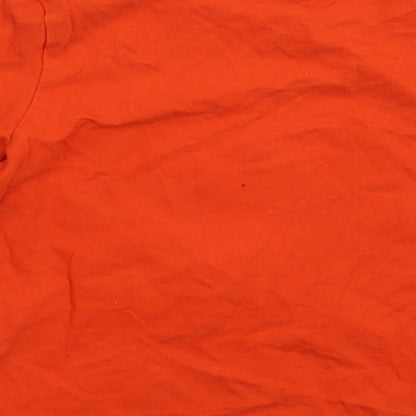 Brand and care label for George boys’ orange basic t-shirt, size 18-24, months