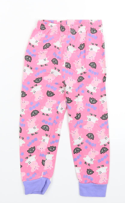 Front view of Tu girls’ pink solid cami pyjama pants, size 3-4, years
