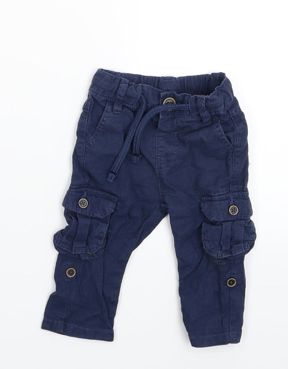 Marks and Spencer Baby Blue   Cargo Trousers Size 6-9 Months