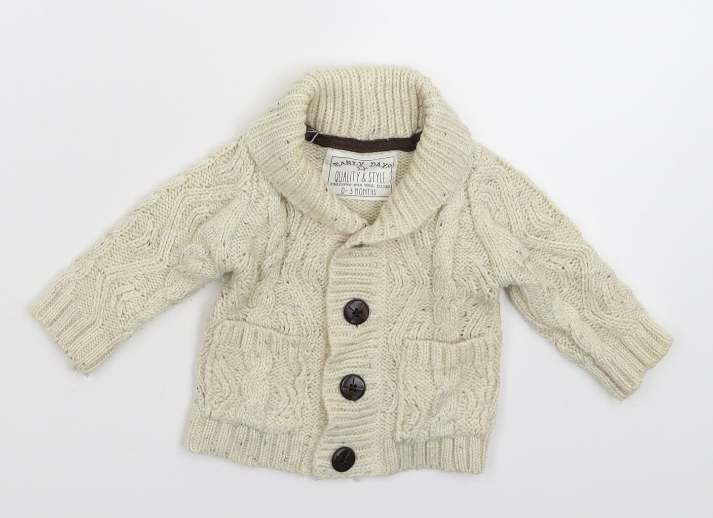 Earlydays Baby White  Knit Cardigan Jumper Size 0-3 Months