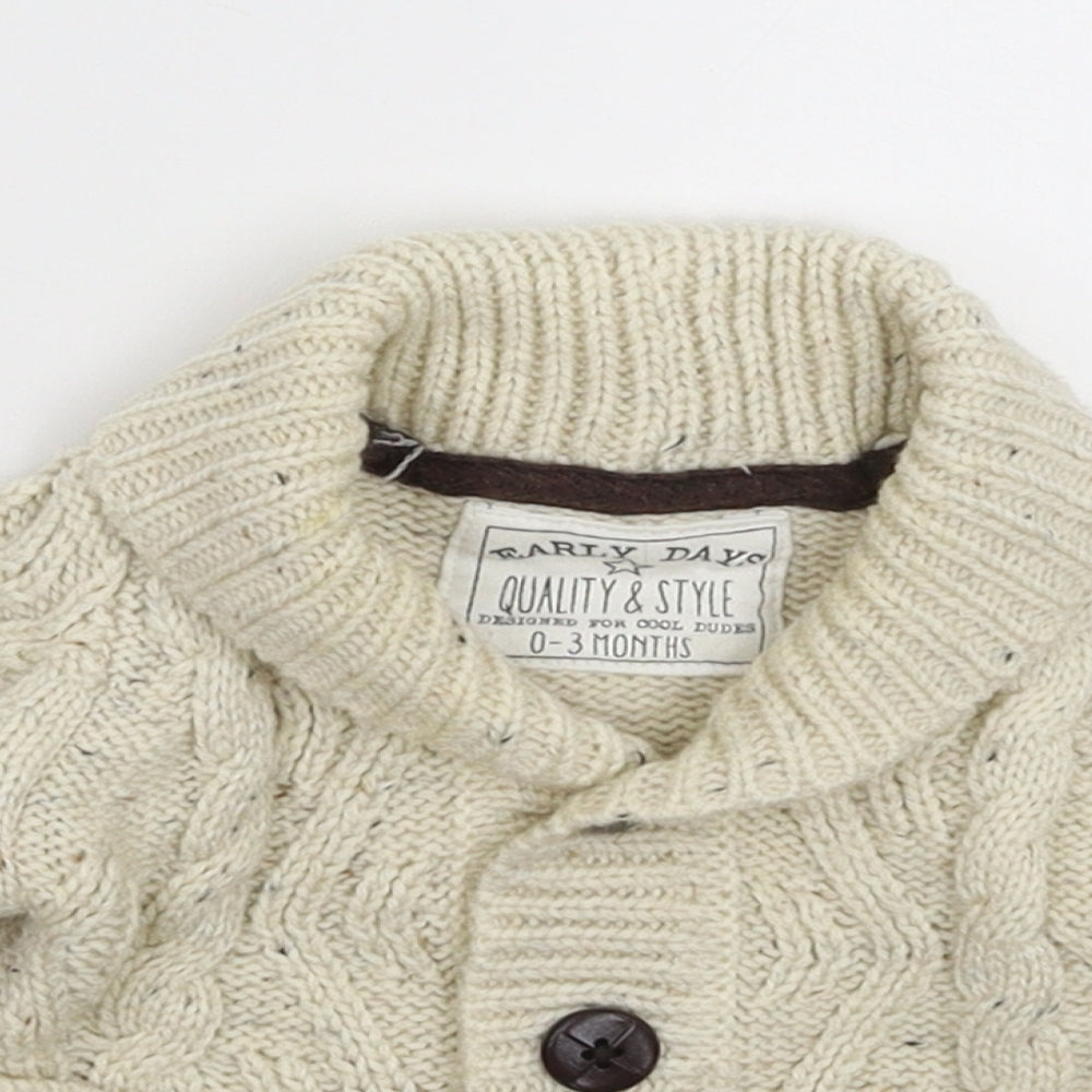 Earlydays Baby White  Knit Cardigan Jumper Size 0-3 Months