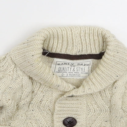 Earlydays Baby White  Knit Cardigan Jumper Size 0-3 Months