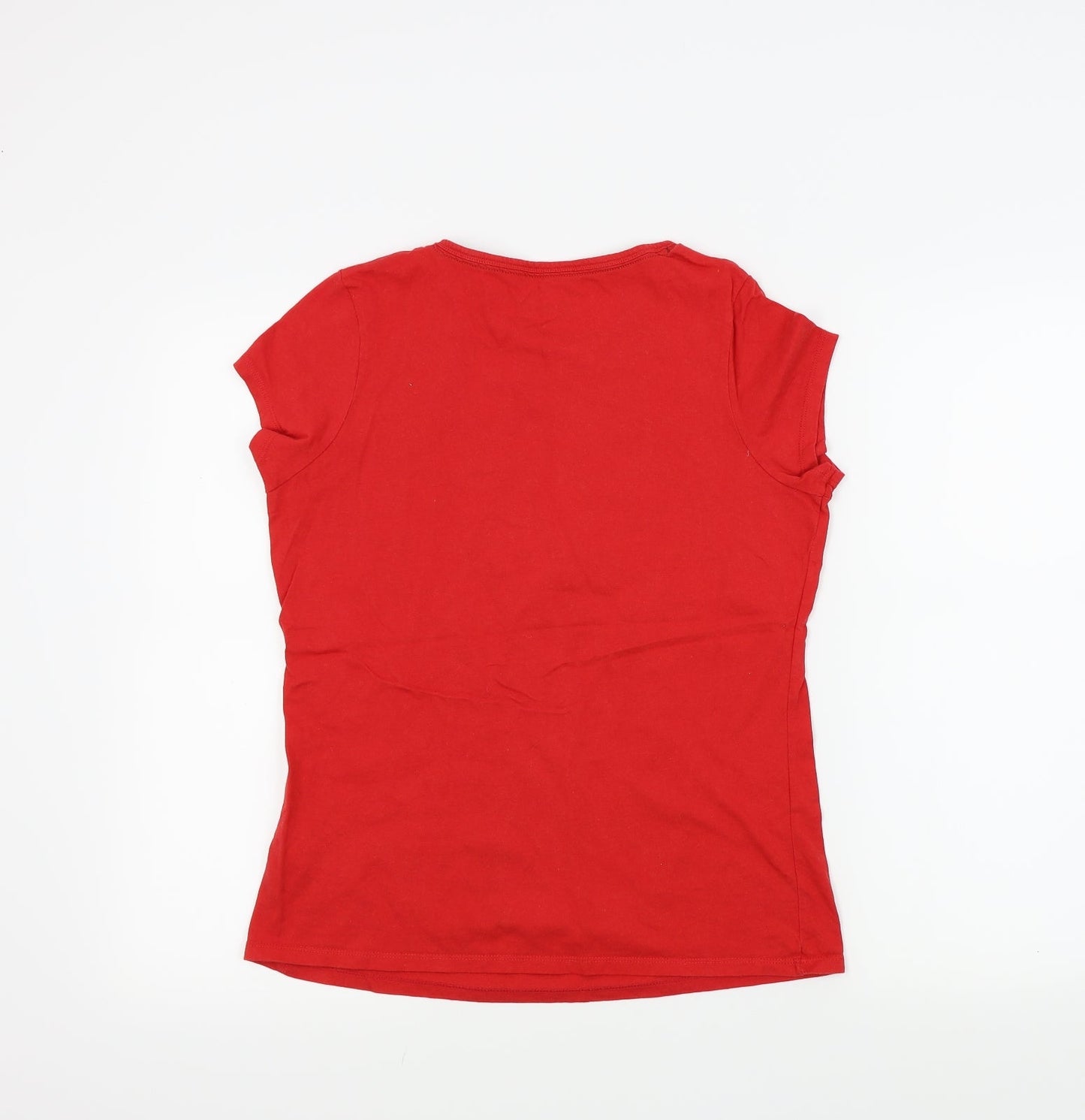 Nutmeg Womens Red Houndstooth  Basic T-Shirt Size 10  - PENGUIN, snow flakes