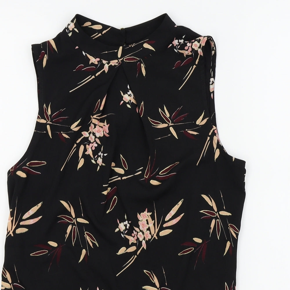 F&F Womens Black Floral  Basic Blouse Size 6