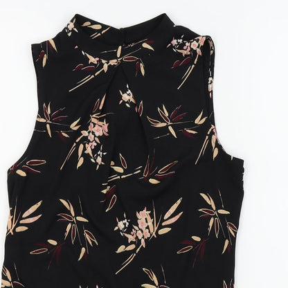 F&F Womens Black Floral  Basic Blouse Size 6