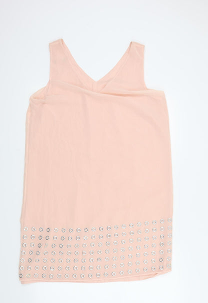 Preworn Womens Pink Houndstooth  A-Line  Size 16