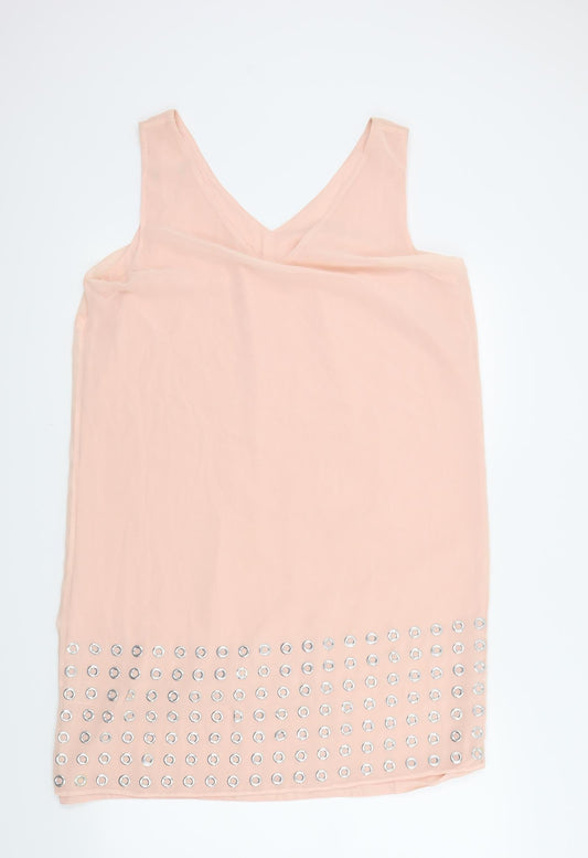 Preworn Womens Pink Houndstooth  A-Line  Size 16