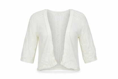 Front view of Peacocks women’s silver cardigan jumper, size UK 8