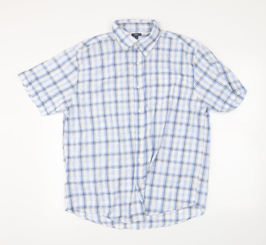 Mens UK Size L Easy Blue  Button-Up Short Sleeve Casual Shirt