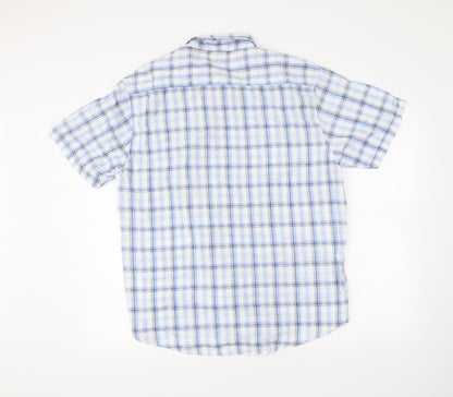 Mens UK Size L Easy Blue  Button-Up Short Sleeve Casual Shirt