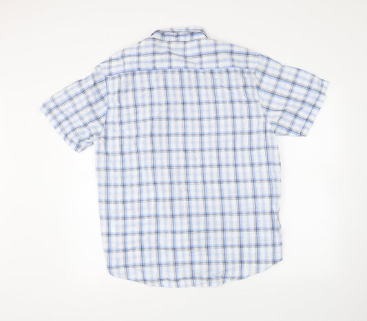 Mens UK Size L Easy Blue  Button-Up Short Sleeve Casual Shirt