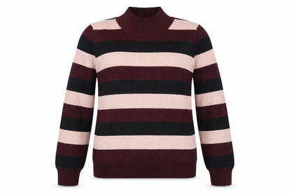 Front view of F&F women’s red striped jumper, size UK 14
