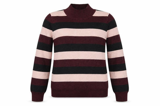 Front view of F&F women’s red striped jumper, size UK 14