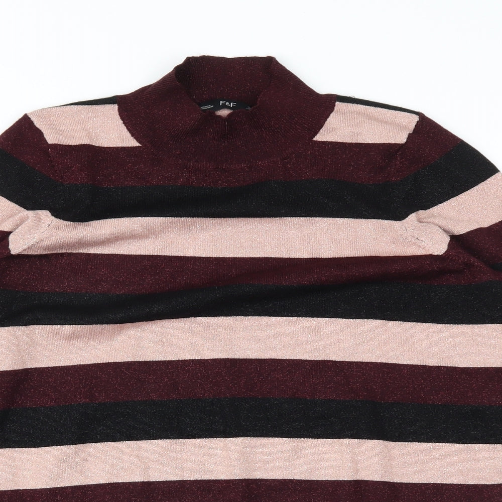 F&F Womens Red Striped  Pullover Jumper Size 14