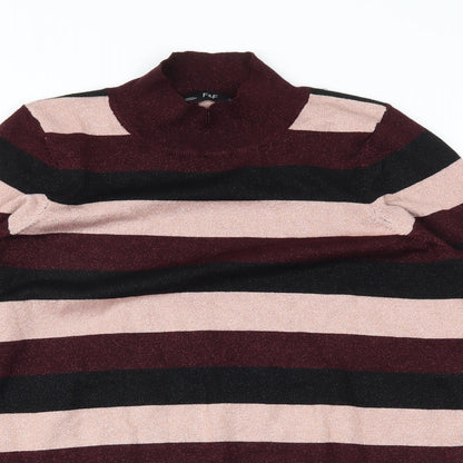 F&F Womens Red Striped  Pullover Jumper Size 14