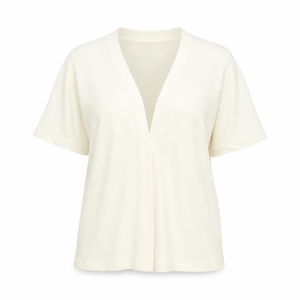 Front view of Preworn women’s ivory cardigan jumper, size L