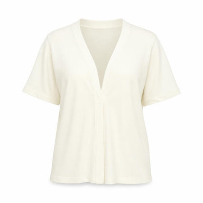 Front view of Preworn women’s ivory cardigan jumper, size L