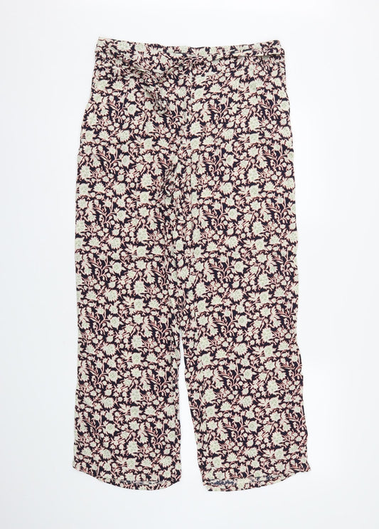 M&S Womens Beige Floral  Trousers  Size 14 L30 in