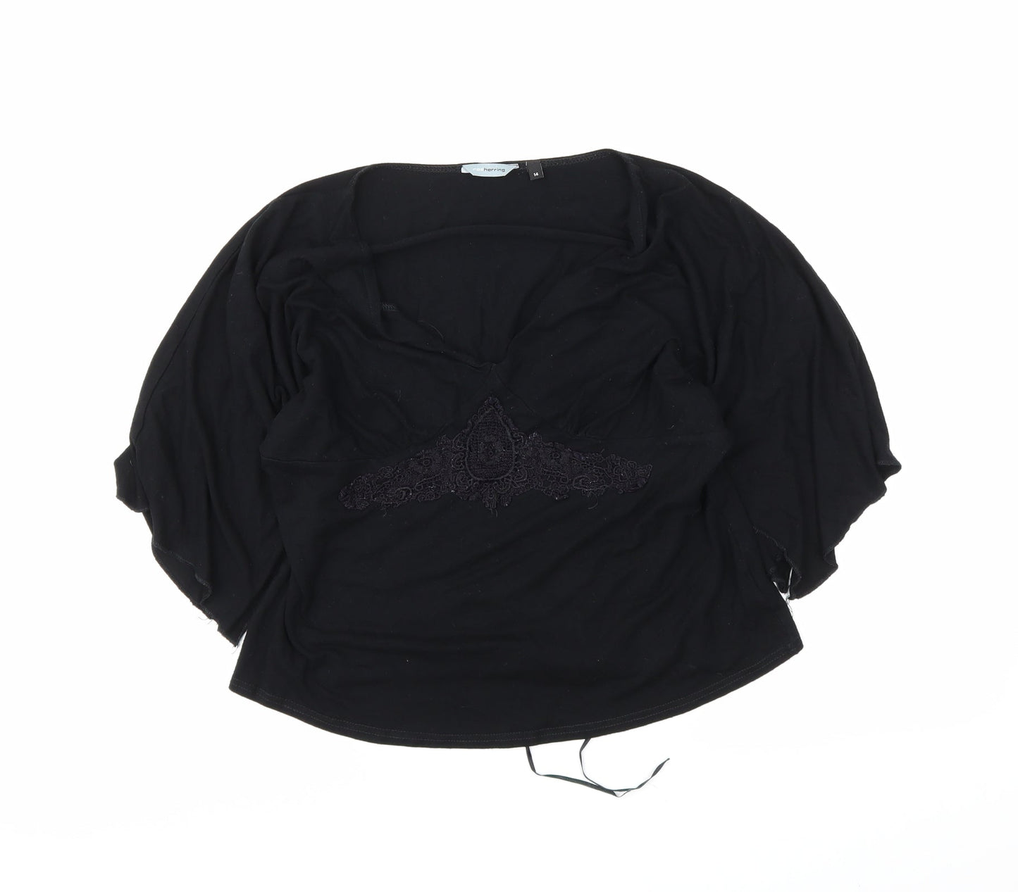 Womens UK Size 14 Red Herring Black Basic Blouse