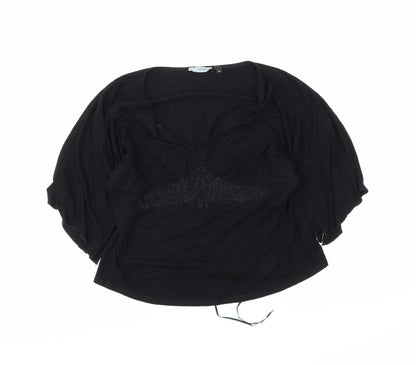 Womens UK Size 14 Red Herring Black Basic Blouse