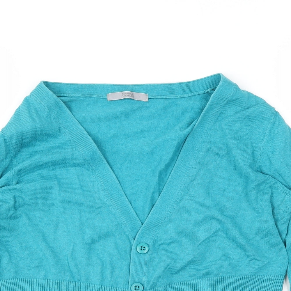 M&S Womens Blue   Cardigan Jumper Size 10