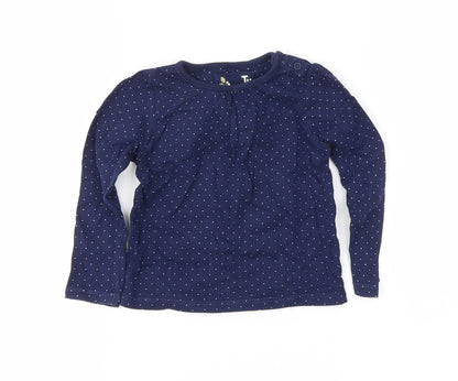 TU Girls Blue Polka Dot  Basic T-Shirt Size 12-18 Months