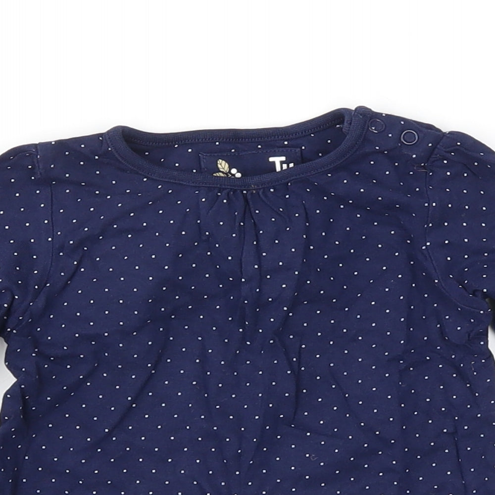 TU Girls Blue Polka Dot  Basic T-Shirt Size 12-18 Months