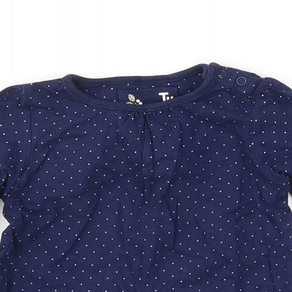 TU Girls Blue Polka Dot  Basic T-Shirt Size 12-18 Months