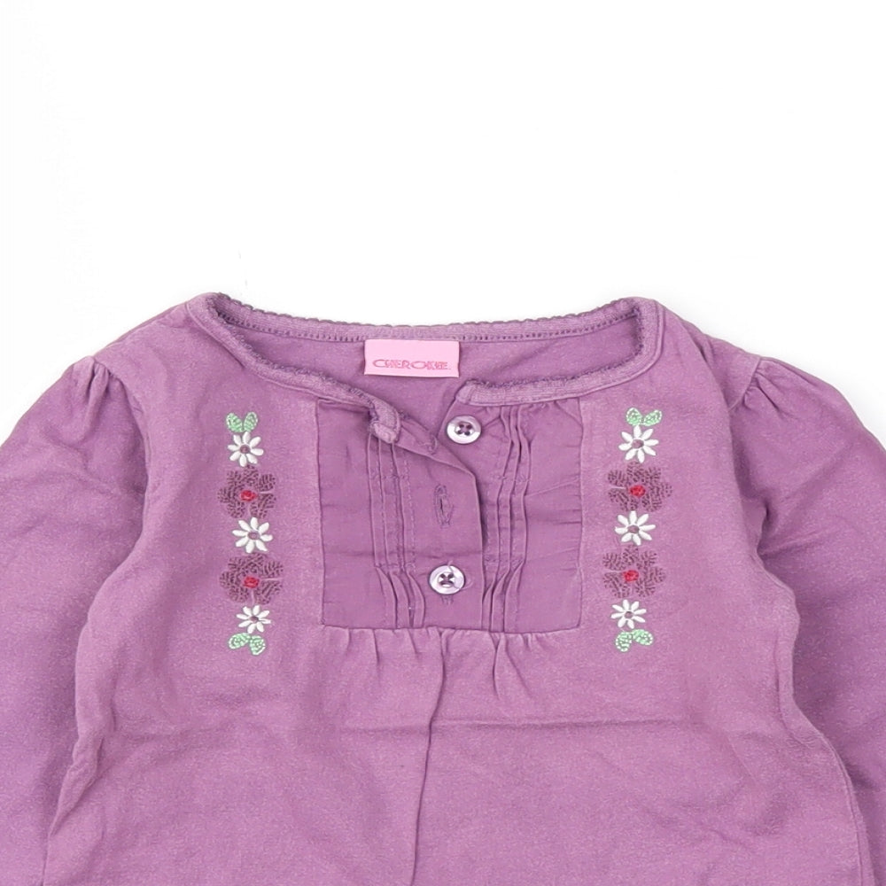 Cherokee Girls Purple Floral  Basic T-Shirt Size 24 Months