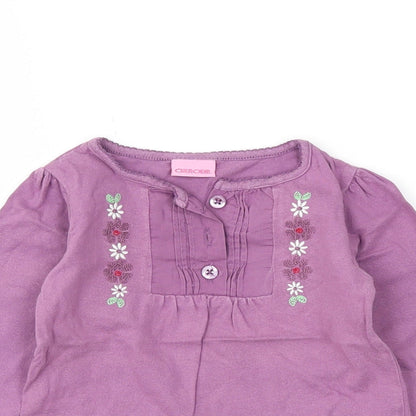 Cherokee Girls Purple Floral  Basic T-Shirt Size 24 Months