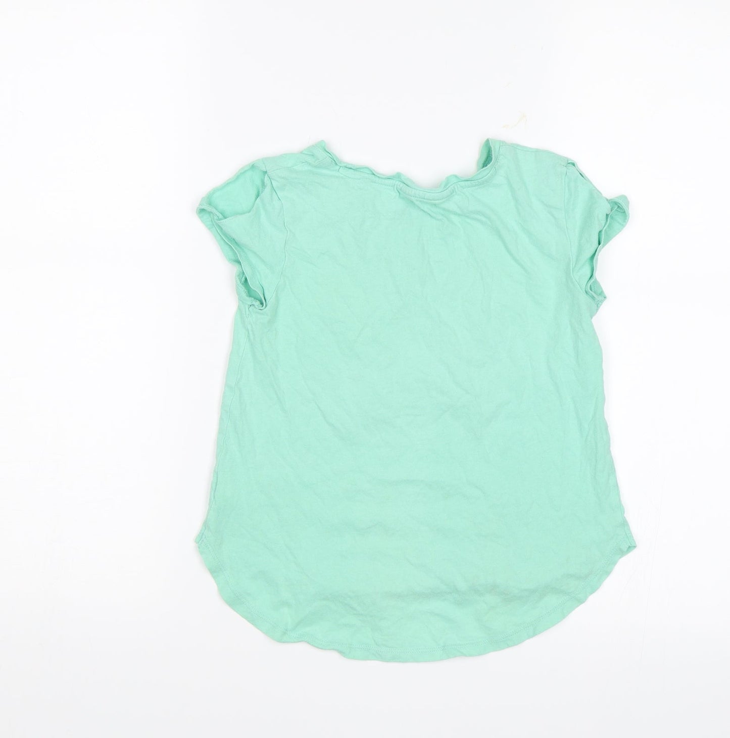 Preworn Girls Green   Basic T-Shirt Size 6-7 Years  - Star