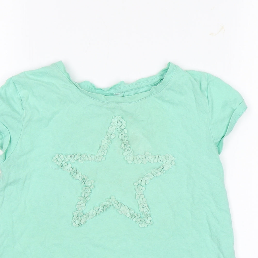 Preworn Girls Green   Basic T-Shirt Size 6-7 Years  - Star