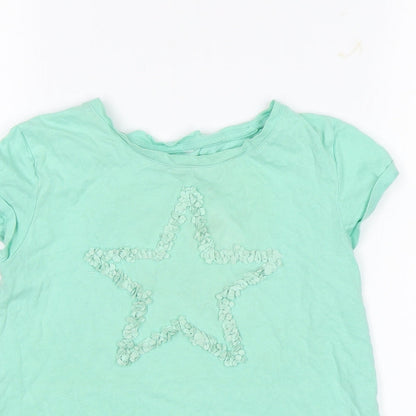 Preworn Girls Green   Basic T-Shirt Size 6-7 Years  - Star