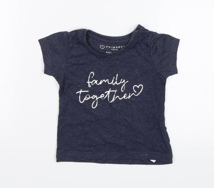 Primark Baby Blue   Basic T-Shirt Size 6-9 Months  - Family together