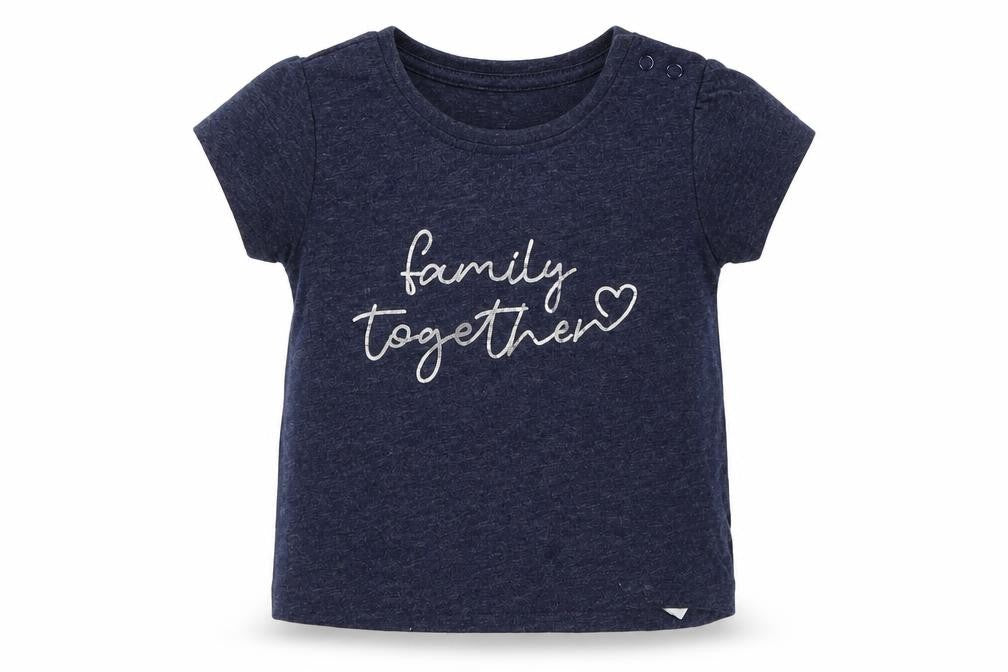 Front view of Primark Baby Blue Basic T-Shirt, size 6-9, Months - Family together