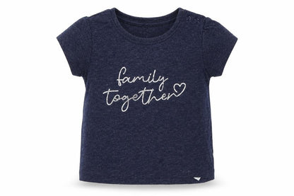 Front view of Primark Baby Blue Basic T-Shirt, size 6-9, Months - Family together