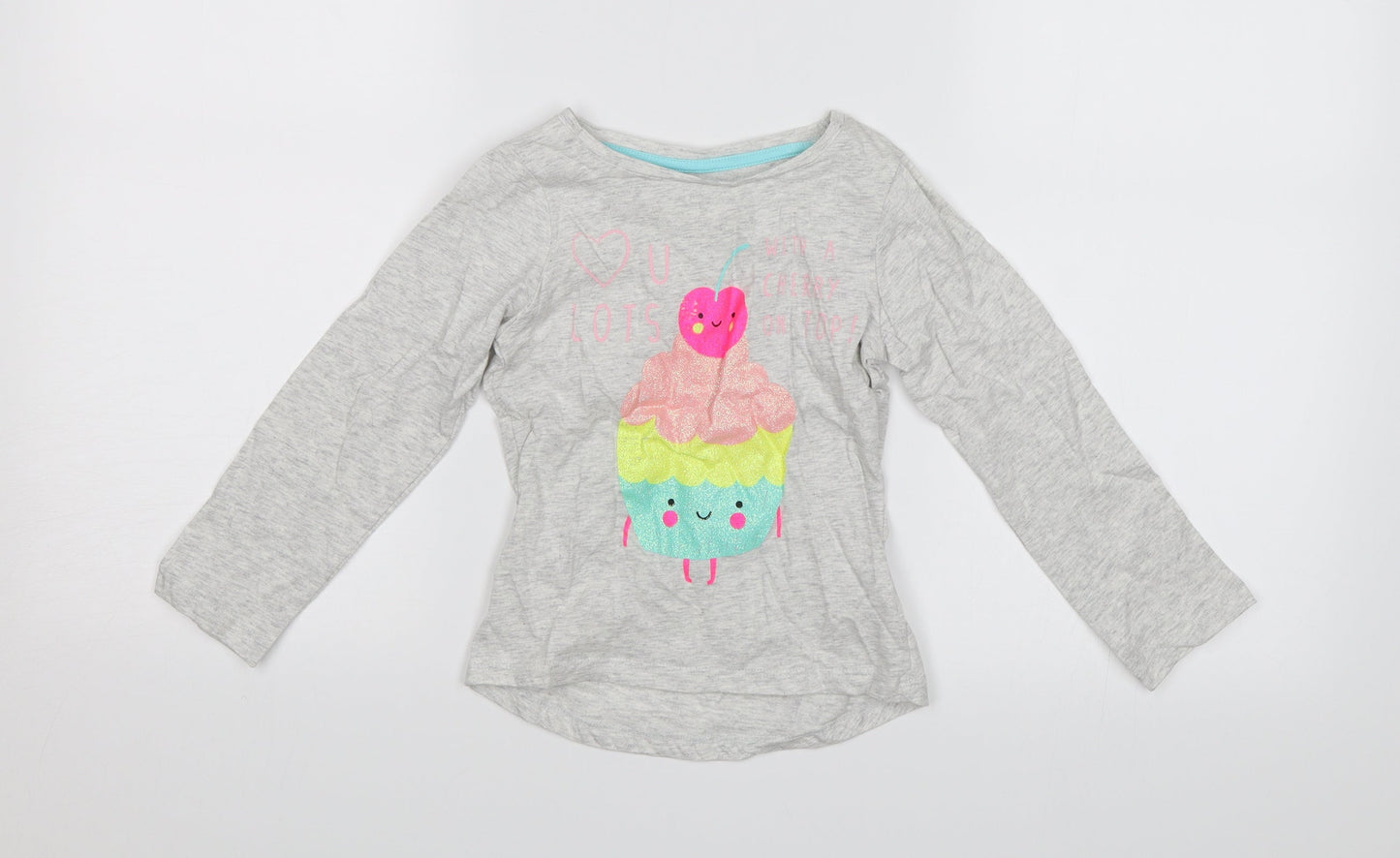 Preworn Girls Grey   Jersey T-Shirt Size 2-3 Years  - Love you lots