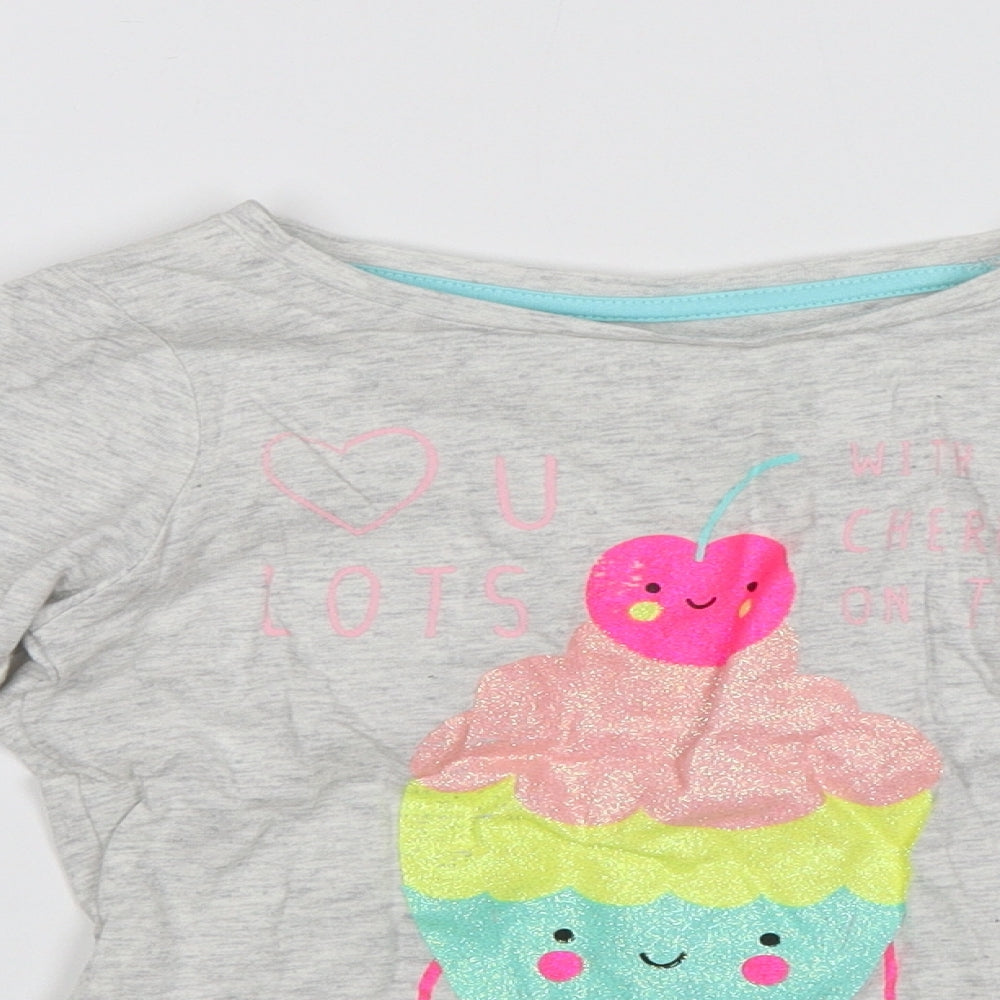 Preworn Girls Grey   Jersey T-Shirt Size 2-3 Years  - Love you lots
