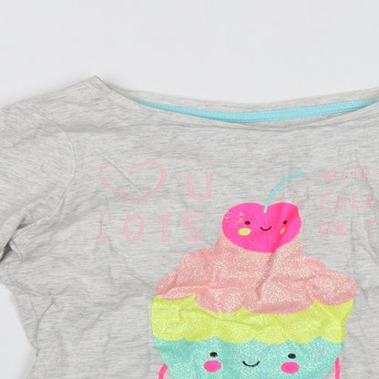 Preworn Girls Grey   Jersey T-Shirt Size 2-3 Years  - Love you lots