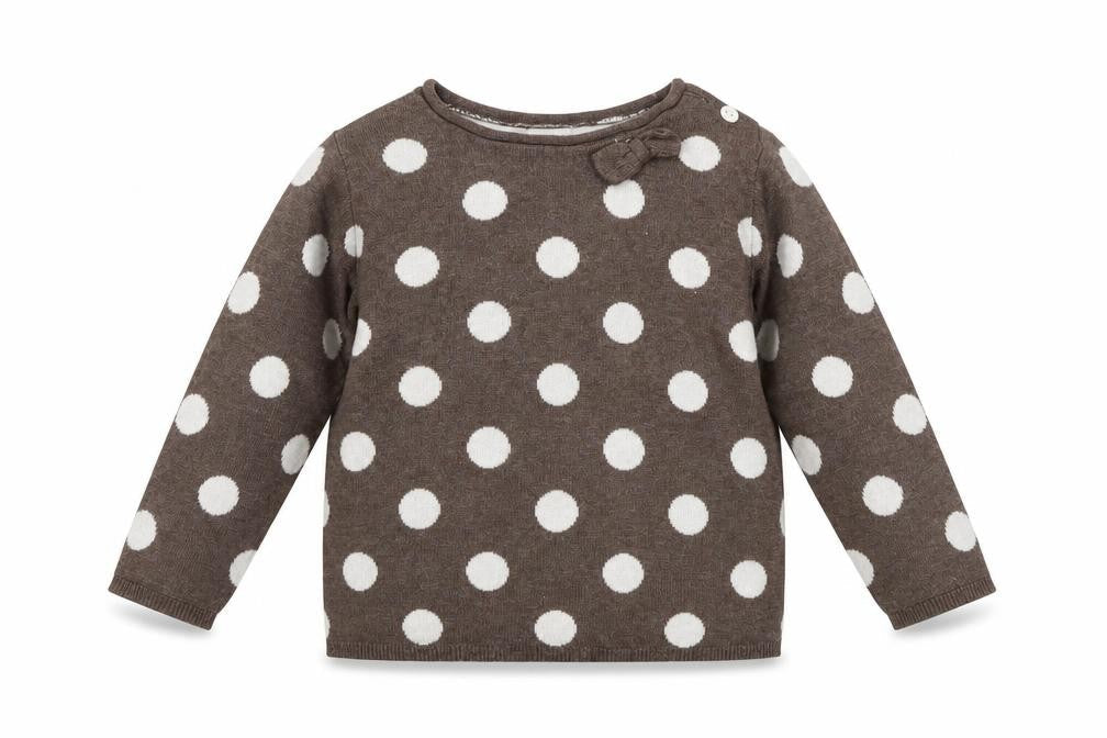 Front view of H&M Baby Brown Polka Dot jumper, size 12-18, Months