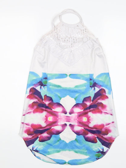 Artistic Taste Womens White Floral  Basic Blouse Size L