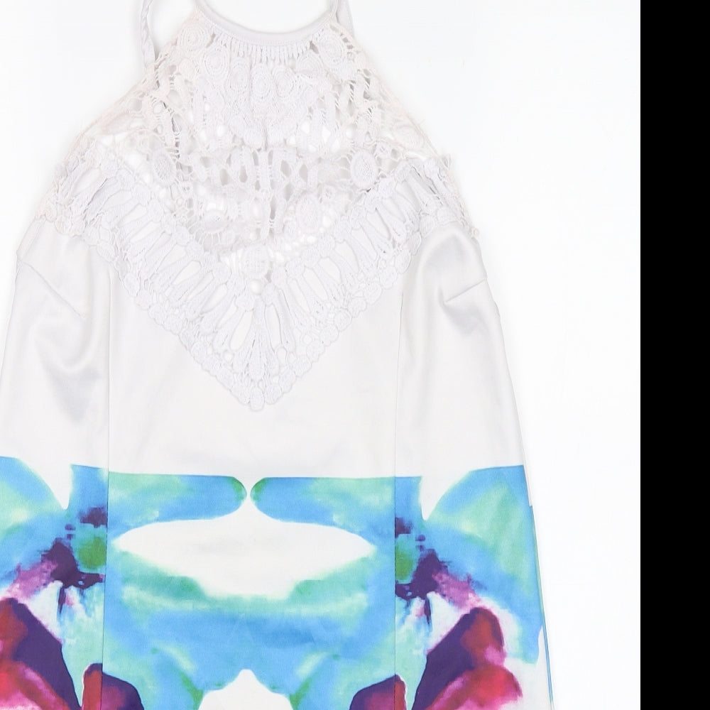Artistic Taste Womens White Floral  Basic Blouse Size L