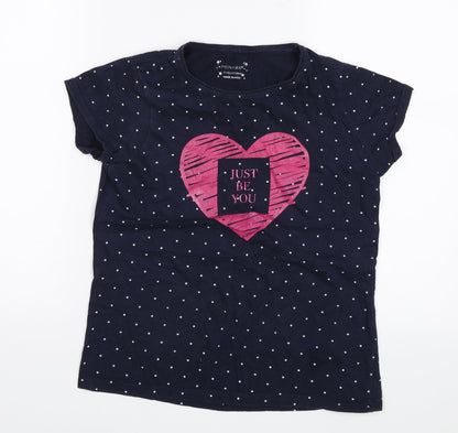 Primark Girls Blue Polka Dot  Basic T-Shirt Size 11-12 Years  - Just be you
