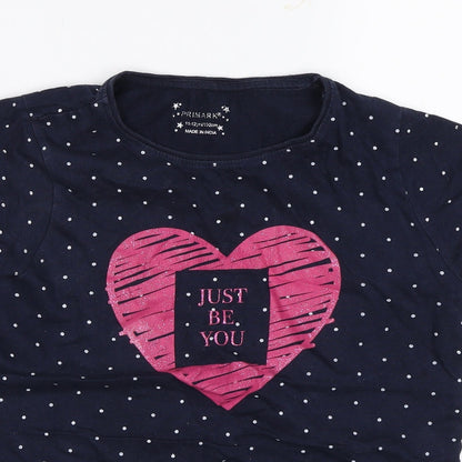 Primark Girls Blue Polka Dot  Basic T-Shirt Size 11-12 Years  - Just be you