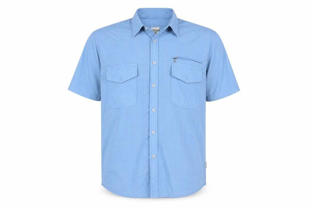 Mens UK Size L sun cai Blue  Button-Up Short Sleeve Casual Shirt