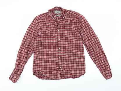 Mens UK Size S Marks and Spencer Red  Button-Up Long Sleeve Casual Shirt