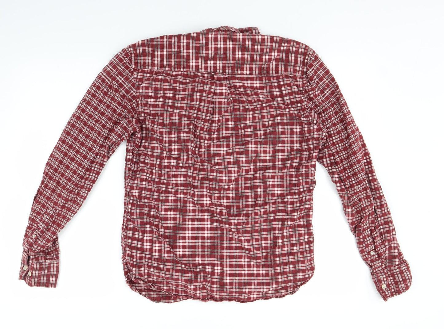Mens UK Size S Marks and Spencer Red  Button-Up Long Sleeve Casual Shirt