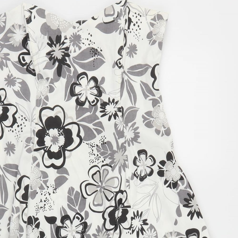 West One Womens White Floral  Fit & Flare  Size M