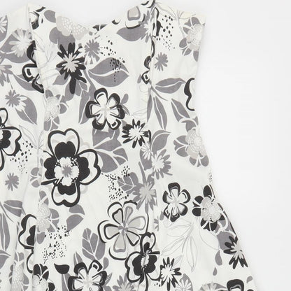 West One Womens White Floral  Fit & Flare  Size M